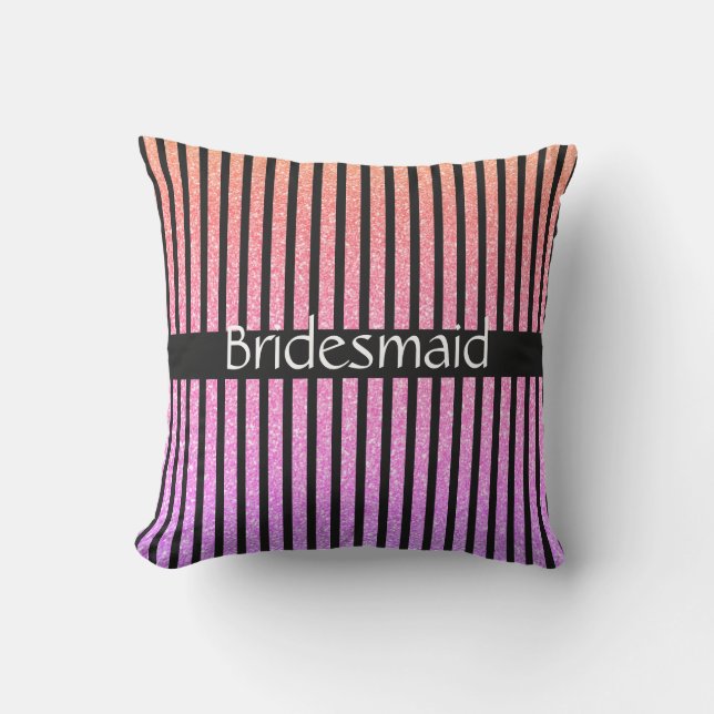 Custom Rose Gold Pink Glitzer Bridesmaid Hochzeite Kissen (Vorderseite)