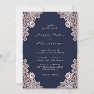 Custom Rose Gold und Navy Blue Wedding Einladung