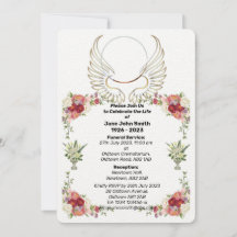 Custom Rose Wings Foto Beerdigung Einladung