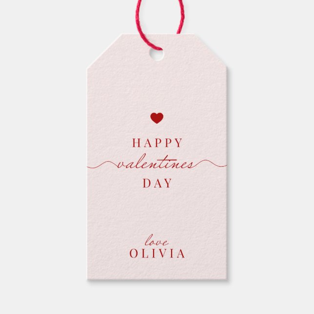 Custom rot rosa einfache VALENTINE'S DAY Geschenkm Geschenkanhänger (Vorderseite)