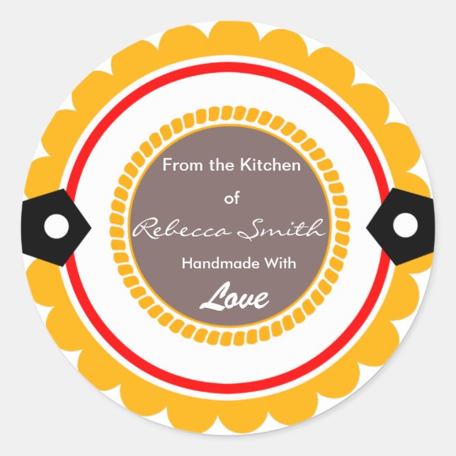 Custom Round from the Kitchen of Stickers Geschenk (Vorderseite)