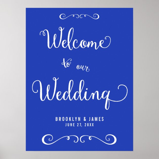 Custom Royal Blue Wedeption Empfang Print Poster (Vorne)