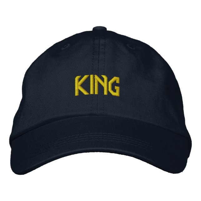 Custom Royal KING Text Navy-Adjustable-Hat-Elegant Bestickte Baseballkappe (Vorderseite)