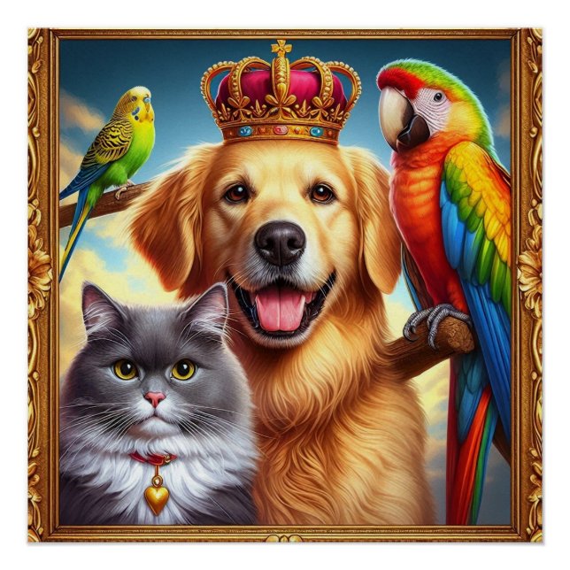Custom Royal Pet Portrait Noble Digitale Kunst Poster (Vorderseite)