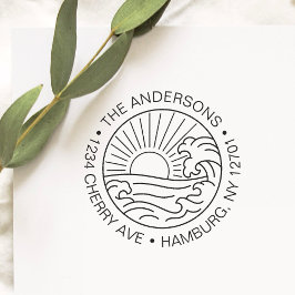 Custom Rücksendeadresse Beach Waves Wedding Permastempel