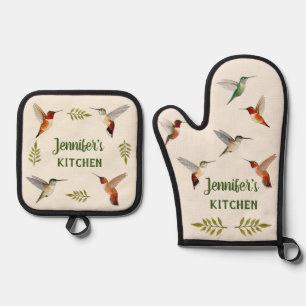 Custom Rufous Hummingbirds Ofenhandschuh & Topflappen-Set