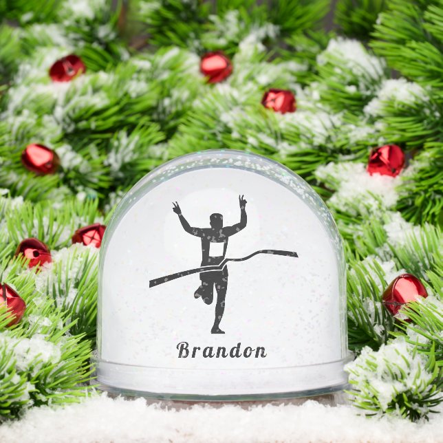 Custom Runner Finish Line Snow Globe Gift (Noël)