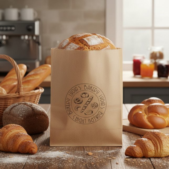 Custom Rustic Bakery Logo Kraft Paper Treat Bag Geschenktütchen (Von Creator hochgeladen)