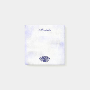 Custom Rustic Blue White Floral Imitate Leinwand S Post-it Klebezettel
