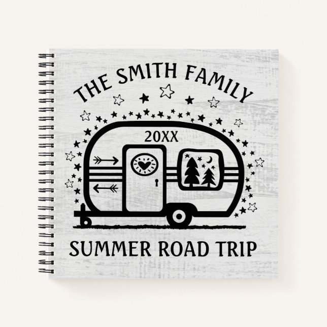 Custom Rustic Camping Camper Trailer Rv Lifestyle Notizbuch (Vorderseite)
