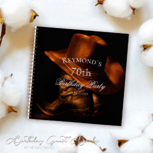 Custom Rustic Cowboy Boots Birthday Gästebuch Notizbuch