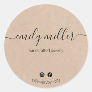 Custom Rustic Elegance Calligraphy Script Runder Aufkleber