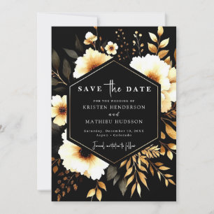 Custom Rustic Gold and Black Wedding Save The Date