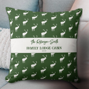 Custom Rustic Green White Elch Silhouette Kissen