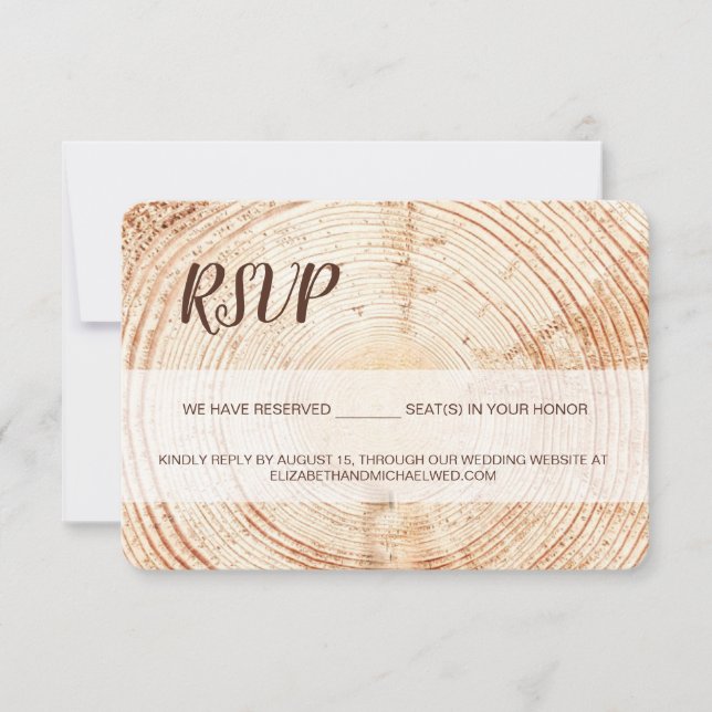Custom Rustic Holz Getreide Skript Hochzeit RSVP (Vorderseite)