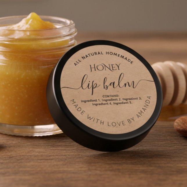 Custom Rustic kraft lip balm labels Runder Aufkleber (Von Creator hochgeladen)