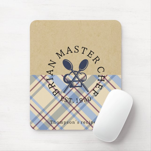 Custom rustic kraft paper and tartan farmhouse mousepad (Mit Mouse)