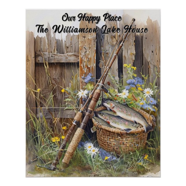 Custom Rustic Lake House Fischereikabine Poster (Vorderseite)