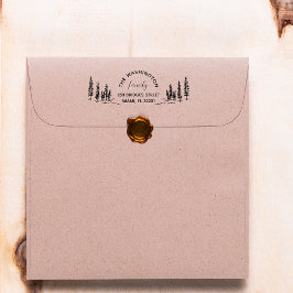Custom Rustic Pine-tree Family Return Address Gummistempel