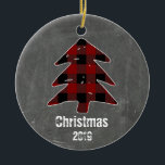 Custom Rustic Red Plaid Tree & Chalkboard Photo Keramik Ornament<br><div class="desc">Personalize this custom rustic red and black buffalo plaid Christmas tree and chalkboard Christmas ornament with your own photo and the year!  Features rustic typography and your own family photo on the back.  A great ornament to start your annual tradition to create your own Christmas ornament each year!</div>