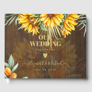 Custom Rustic Sonnenblumen Pampas Grass Hochzeit Gästebuch