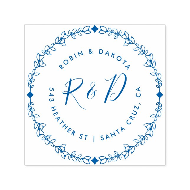 Custom Rustic Wedding Initials Rücksendeadresse Permastempel (Design)