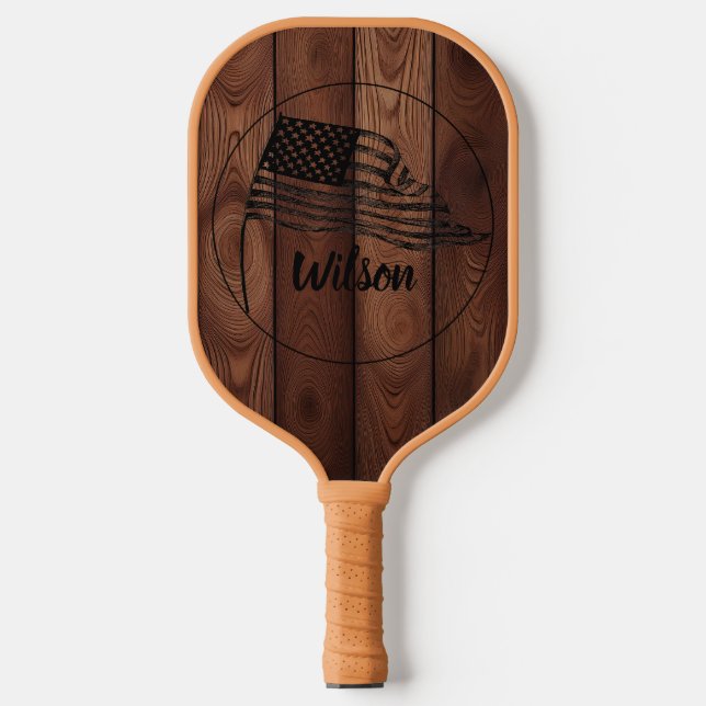 Custom Rustic Wood Texture Pickleball Schläger (Vorderseite)