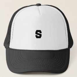Custom S Monogram Handsome Cap in White and Black Truckerkappe