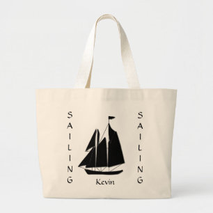 Custom Sailboat Sea Silhouette Toag Jumbo Stoffbeutel