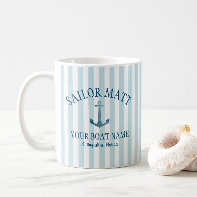 Custom Sailor Name Florida Anchor Kaffeetasse (Mit Donut)
