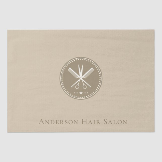 Custom Salon Elegant Neut - Taupe Star Logo Design Seidenpapier (Vorderseite)