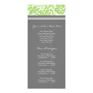 Custom Salon Rack Cards Limon Grau Damask Werbekarte