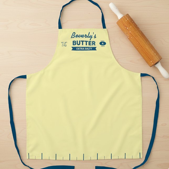 Custom Salty Butter Chef Apron Funny Baker  Schürze (Personalize this butter yellow butter stick apron for your favorite salty baker or chef.)