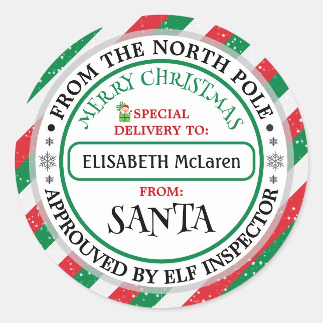 Custom Santa Claus Name Sticker — North Pole Works (Devant)