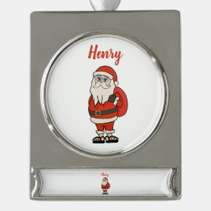 Custom Santa Claus Weihnachts Flip Flops Banner-Ornament Silber