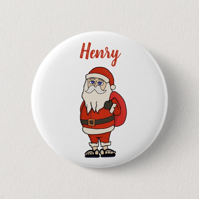 Custom Santa Claus Weihnachts Flip Flops Button (Vorderseite)