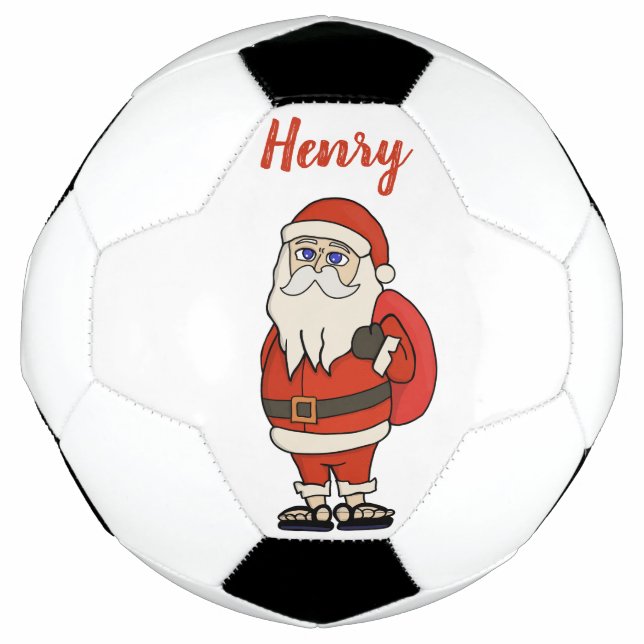 Custom Santa Claus Weihnachts Flip Flops Fußball (Vorderseite)