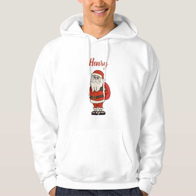 Custom Santa Claus Weihnachts Flip Flops Hoodie (Vorderseite)