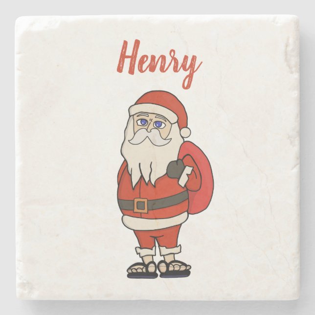 Custom Santa Claus Weihnachts Flip Flops Steinuntersetzer (Vorderseite)