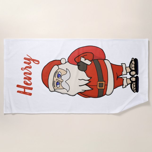 Custom Santa Claus Weihnachts Flip Flops Strandtuch (Vorderseite)