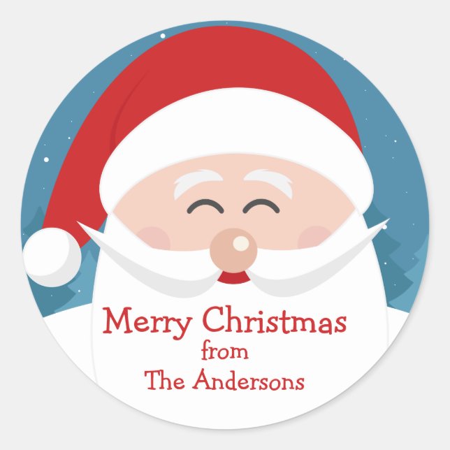 Custom Santa Clause Round Name Aufkleber (Vorderseite)