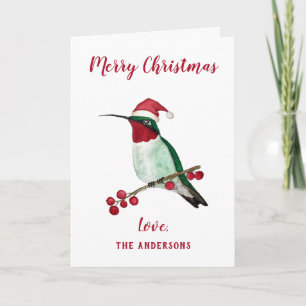 Custom Santa Hummingbird Feiertagskarte