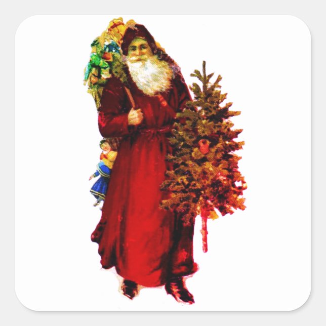 CUSTOM SANTA ILLUSTRATION QUADRATISCHER AUFKLEBER (Vorderseite)