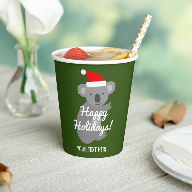 Custom Santa koala Bären tropischen Weihnachtsfeie Pappbecher (In Situ)