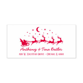 Custom Santa Sleigh & Reindeers Holiday Permastempel