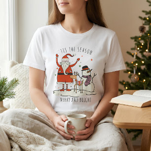 Custom Santa Snowman Reindeer Star Christmas Hygge T-Shirt