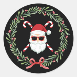 Custom Santa Wreath Cross Canale Weihnachtsfeierta Runder Aufkleber