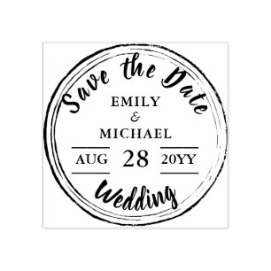 Custom Save the Date Round Wedding Vintag Gummistempel