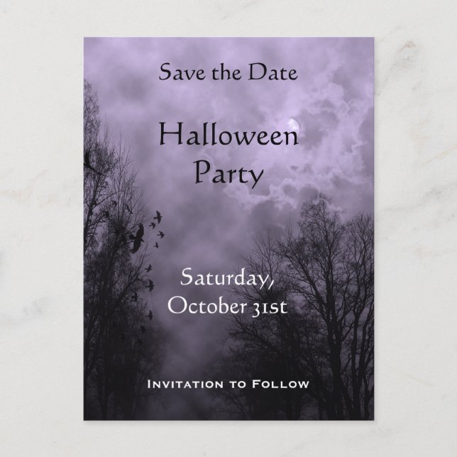 Custom Save the Date Spuk Sky Lila Mist Ankündigungspostkarte (Vorderseite)