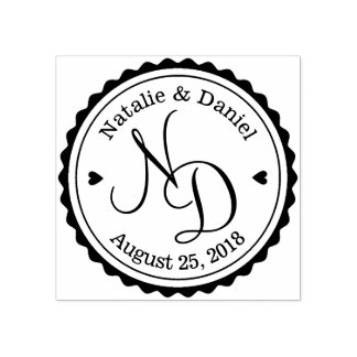 Custom Save the Date Wedber Briefmarke rund Gummistempel